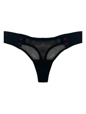 Black   Red Fishnet Thong