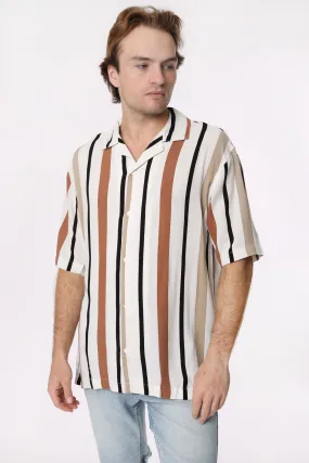 Chemise en Rayonne à Rayures Verticales Amnesia Homme