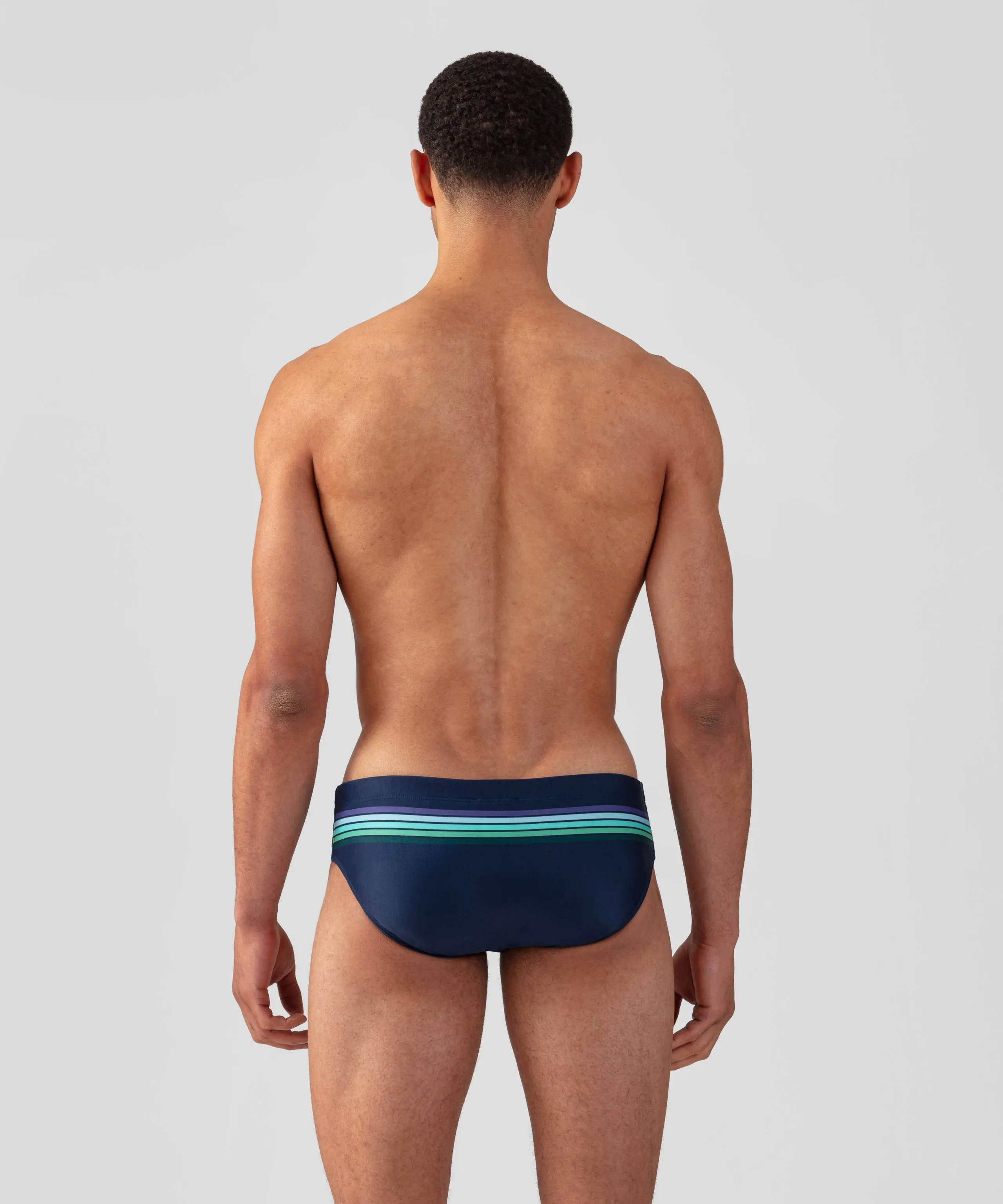 Swim Briefs w. Horizontal Stripes: Navy