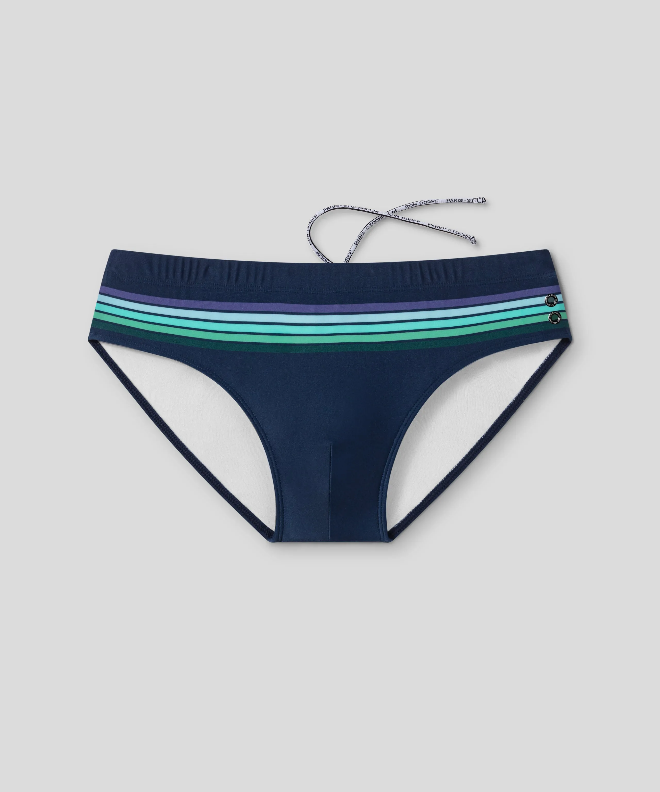 Swim Briefs w. Horizontal Stripes: Navy